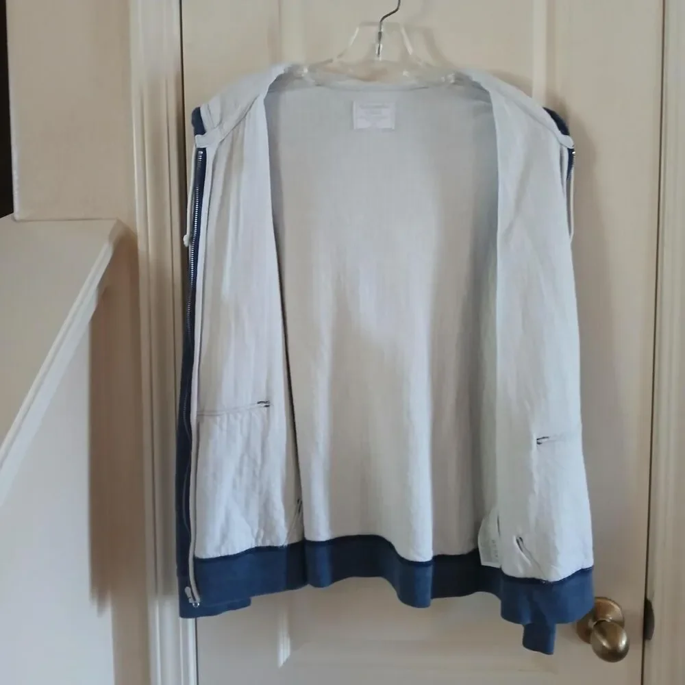 Abercrombie & Fitch Distressed Blue Full Zip Hoodie Jacket XS Y2K Style Preppy